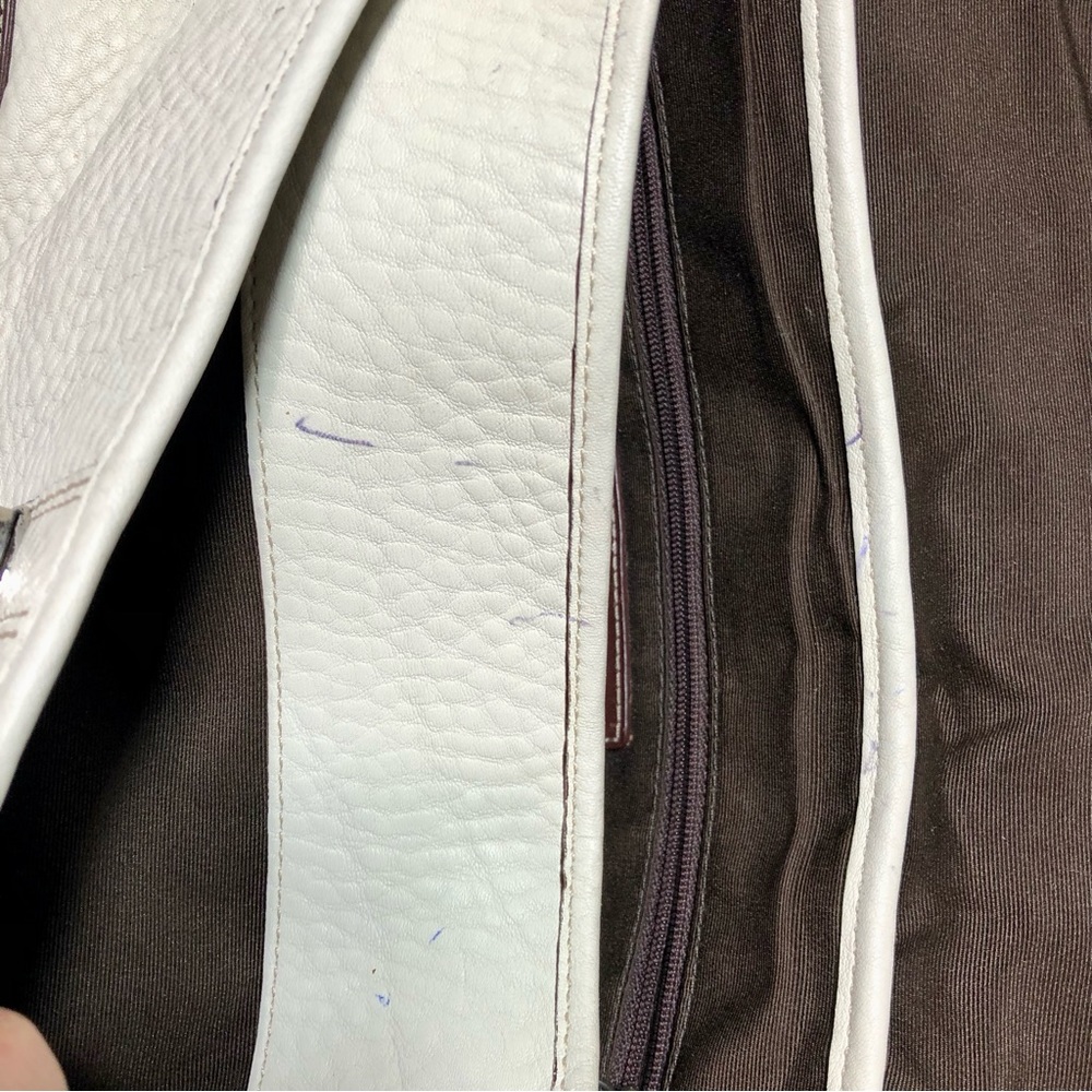 VINTAGE COACH WOMENS WHITE & BROWN PURSE HANDBAG - Picture 12 of 16